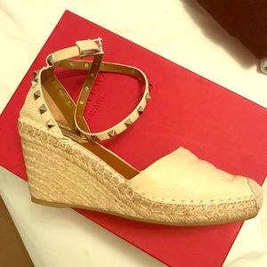 Valentino Rockstud Espadrille Wedge